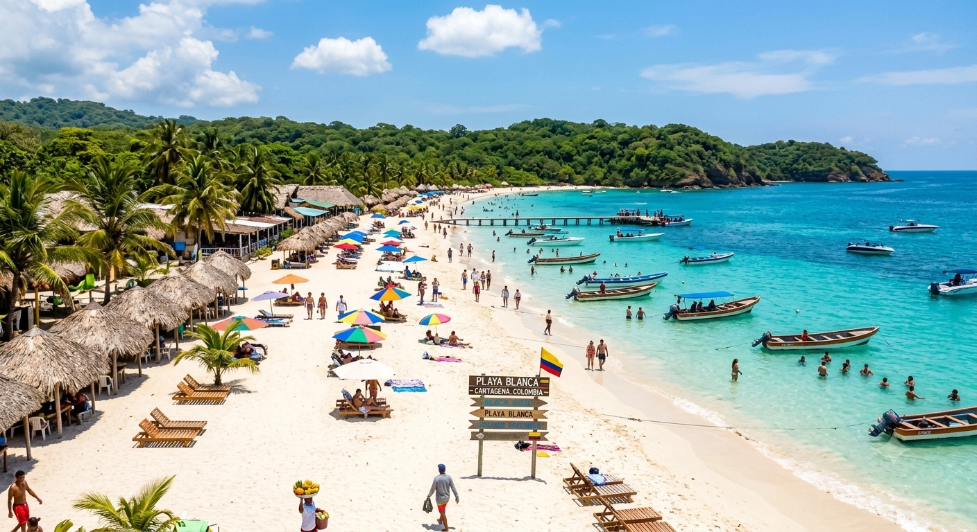 Playa Blanca em Barú com areia clara e mar azul perto de Cartagena