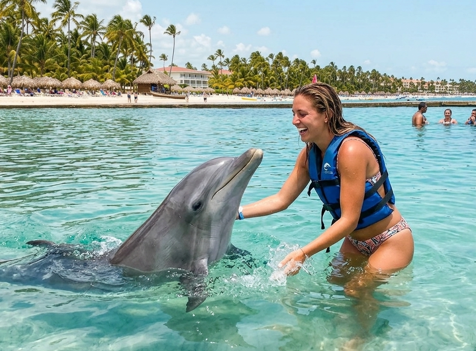 Golfinhos em experiência aquática supervisionada em Punta Cana