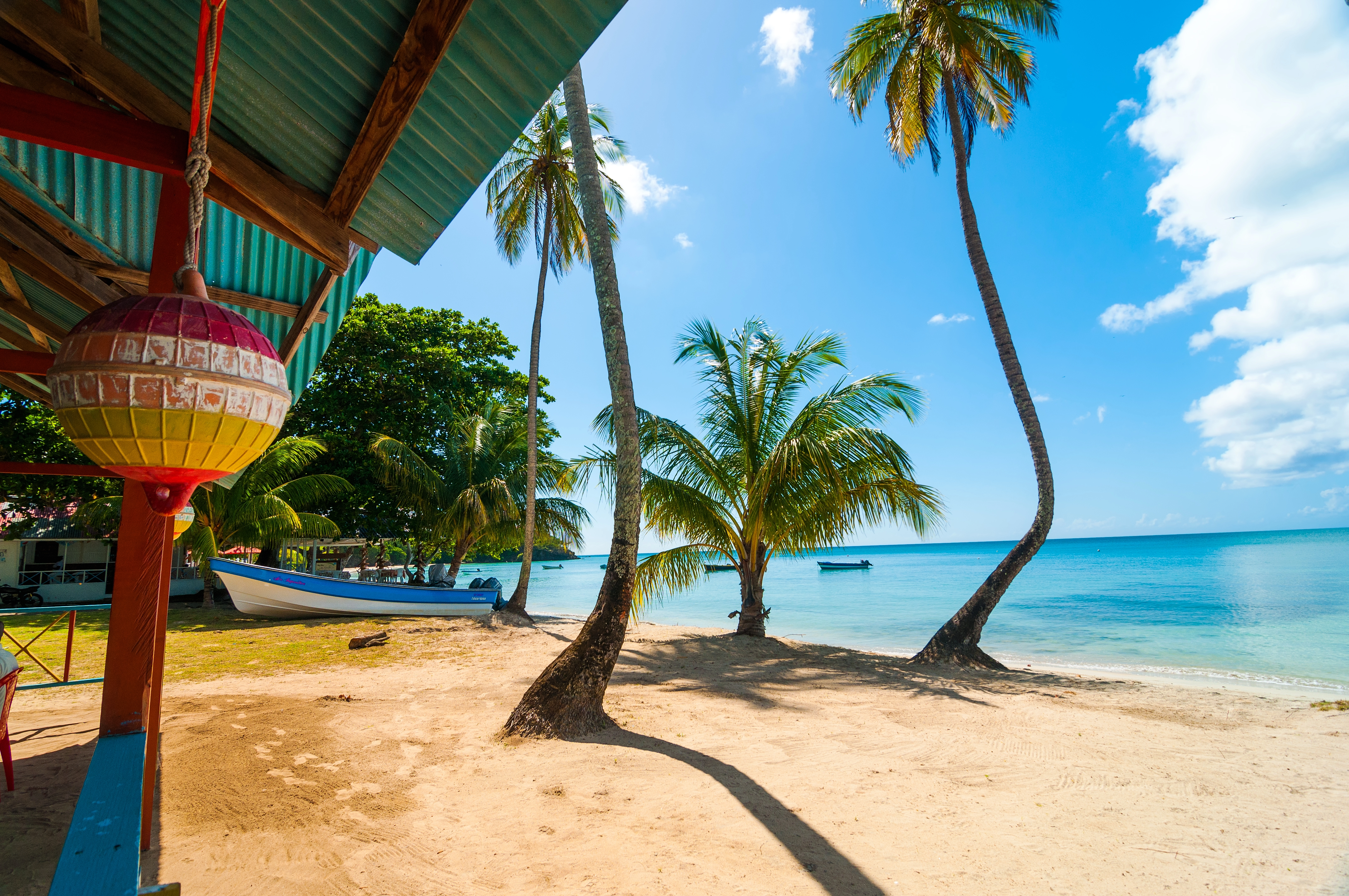 Ilustração de praias, cayos e mar azul de San Andrés