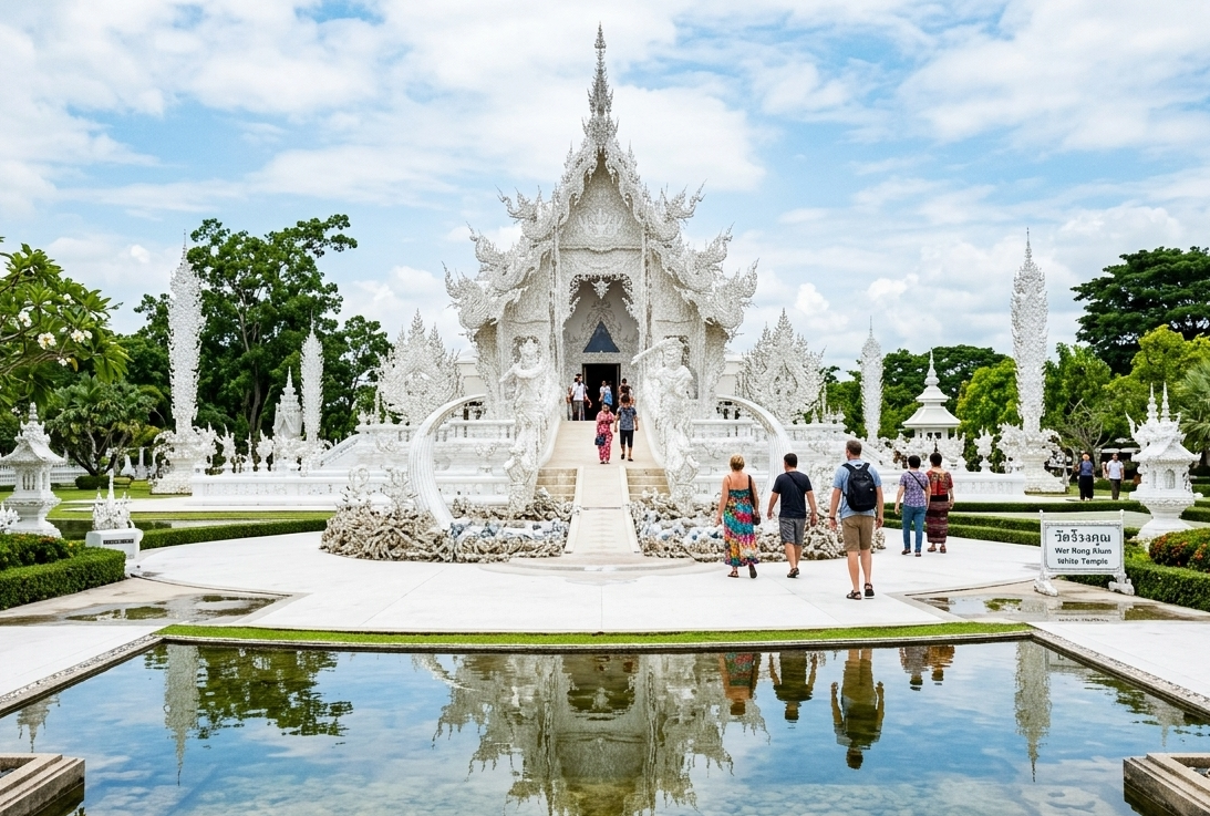 Templos Branco e Azul de Chiang Rai no norte da Tailândia