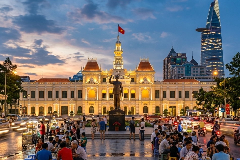 Paisagem urbana e arquitetura de Ho Chi Minh City no Vietnã